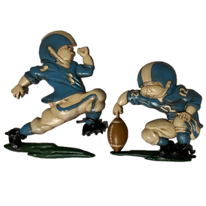 Vintage Homco 1976 Set of 2 Cast Aluminum Metal Football Players Wall Art/Decor
